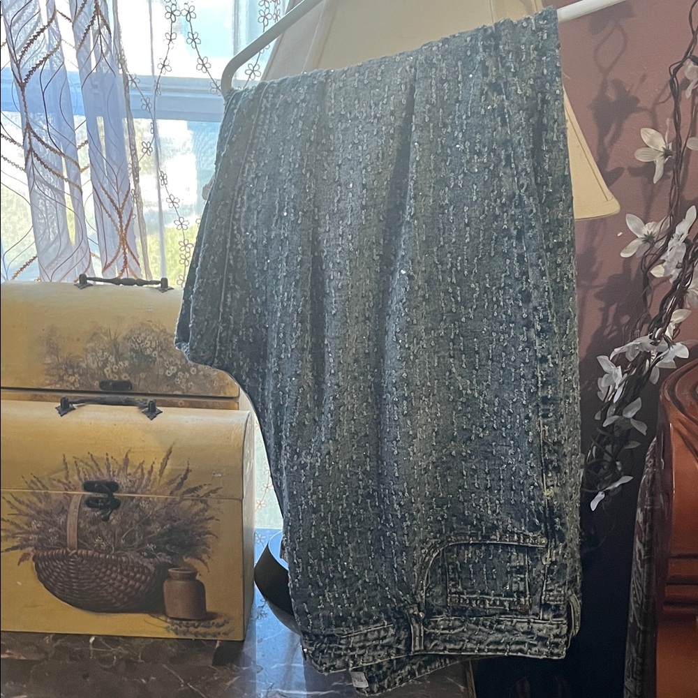 Fashion Nova Embellished Wide Leg Jeans
